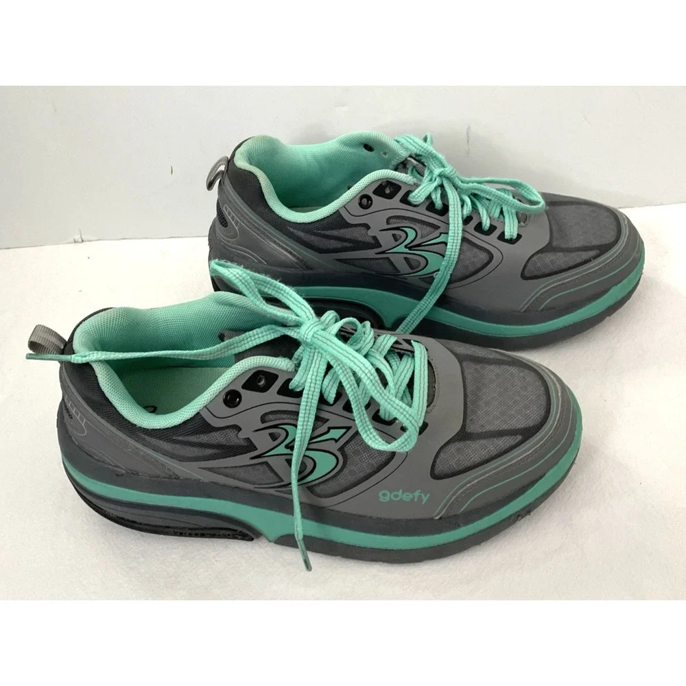 GDefy Gravity Defyer Shoes Women's 10.5 Gray Teal Veroshock Trampoline Flexnet